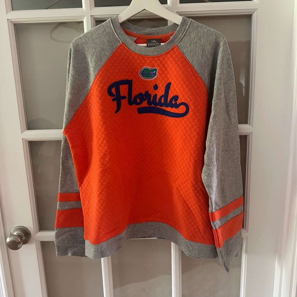 University of Florida Knights Apparel Gray and Orange Crewneck Sweater